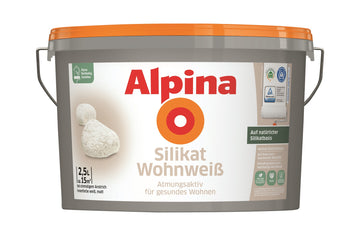 Alpina Silikat-Wandfarbe „gesundes Wohnen“ weiß, Silikatfarbe matt