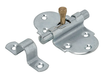 VORMANN Feder-Grendelriegel gerade, verzinkt, mit Schlaufe & Messingknopf