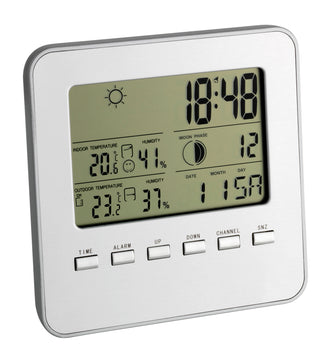 TFA Funk-Wetterstation QUADRO silber, 130×130×26 mm