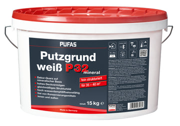 PUFAS Putzgrund Weiß P32, Grundierung für Innen & Außen, 10 l Ovaleimer