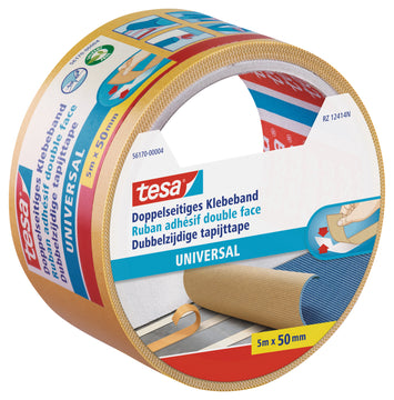 tesa Verlegeband Standard, doppelseitig klebend, weiß, 50 mm x 5 m