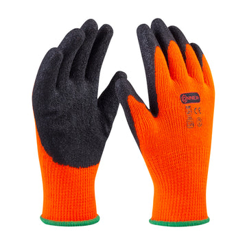 CONNEX Winterhandschuh orange, Größe 8, Kälteschutzhandschuh mit Latexbeschichtung