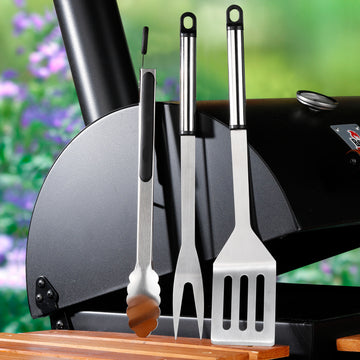Haushalt International Grillbesteck 3-teilig, bestehend aus Wender+Gabel+Zange