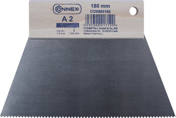 Conmetall Meister Zahnspachtel 180 mm Z. A2, Rund-Zahnung, Holz/Stahl