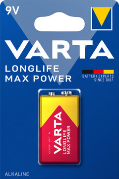 VARTA Longlife Max Power 9V Batterie, 1 Stück im Blister (PP3)