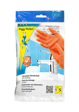 Peggy Perfect Latex-Handschuhe rot/rosa, Größe klein, Baumwollfutter