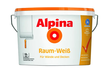 ALPINA Raumweiß Wandfarbe matt, weiß, 10 l Eimer (Innen)