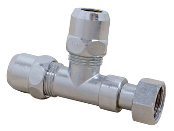 Schütte MS T-Stück 3/8" IG x 10 mm Messing chrom (Quetschfitting)