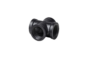 DOLLE PIPE Kreuzstück Cross 4-fach schwarz – Eisenrohrsystem