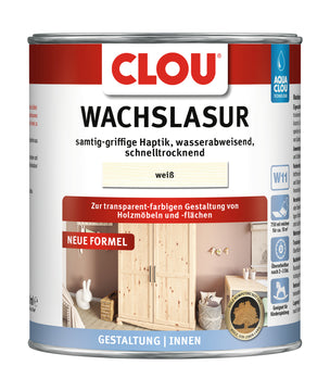 Clou W11 Aqua-Wachslasur Nr. 5 weiß, Lasur 750 ml