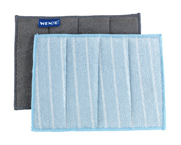 WENKO Miko Reinigungsschwamm aus Mikrofaser in Grau/Blau, 17 x 23 cm, 2 Stück