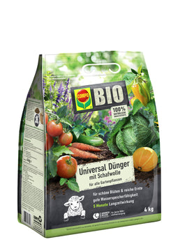 COMPO BIO Universal-Dünger mit Schafwolle, organischer Feststoffdünger 4 kg