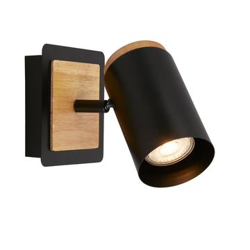BRILONER Duta LED Spot schwarz/holz, 2-flammig, GU10, IP20