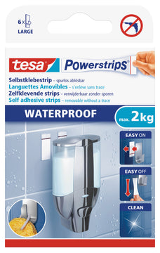 tesa Powerstrips Waterproof Large Klebepad weiß für Innenmontage