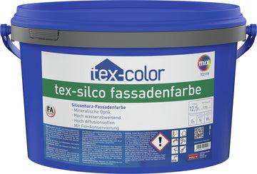 Tex-Color tex-silco Fassadenfarbe weiß, wasserbasierte Außenfarbe 12,5 l