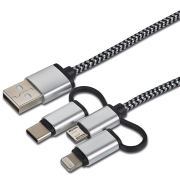 Cartrend Daten- und Ladekabel 3in1 schwarz/weiß, 1000 mm