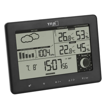 TFA ELEMENTS Funk-Wetterstation schwarz aus Kunststoff, digital mit Sender