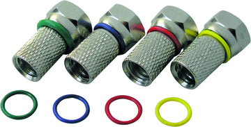 Schwaiger F-Stecker Set 7 mm, silber, 4 Stück mit Farbringen