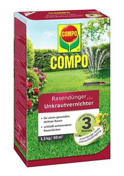 COMPO Rasendünger plus UV mit Unkrautvernichter, für Rasen