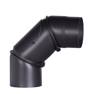 FIREFIX Rohrbogen 90° aus Stahl, schwarz, Ø120, 2 mm UHT Hydro mit Tür