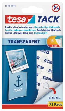 Tesa TACK Klebepads transparent, 72 Stück, 10 x 10 mm