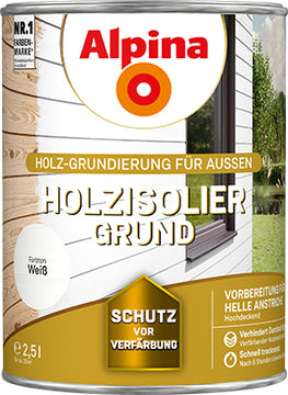 Alpina Holzisolier-Grund weiß, Grundierung für Holz außen 2,5 l