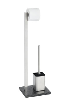 WENKO Stand-WC-Garnitur Slate Rock schwarz mit Toilettenbürste