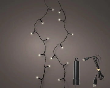 Kaemingk Duracharge Basic-Lichterkette blau/schwarz mit Timer 6 h, 367,5 cm