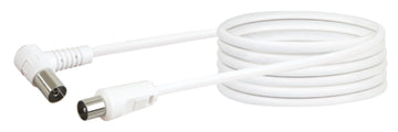 SCHWAIGER Antennen-Anschlusskabel 75 dB, 10 m, weiß – Stecker/Buchse/Winkel