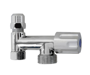 Schütte GA-Zusatzventil verchromt 3/8" IG x 3/4" AG x 3/8" AG (mit Rückflussverhinderer)