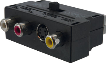 SCHWAIGER A/V-Adapter Scart auf 3x Cinch + SVHS, schaltbar – schwarz