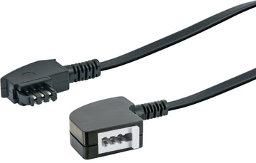 Schwaiger Telefon-Verlängerungskabel TAE-U, flach, schwarz