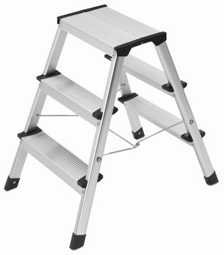 Hailo D60 Alu-Trittleiter 2x3 Stufen, silber/schwarz, klappbar