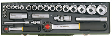 PROXXON Knarrenset Steckschlüsselsatz 1/4" und 1/2" CV-Stahl, 27-teilig