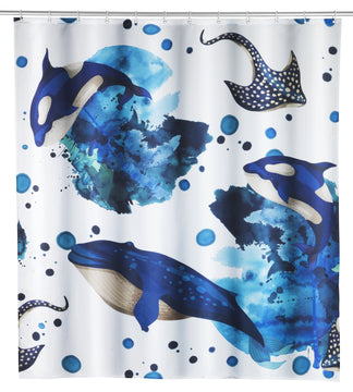 WENKO Aquaris Duschvorhang 180x200 aus recyceltem Polyester, mehrfarbig
