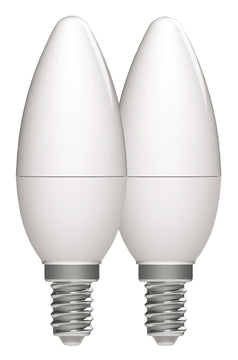LightMe LED-Lampe Kerze warmweiß 2,5 W im 2er-Pack, E14-Fassung, 35×104 mm