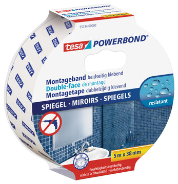 TESA Powerbond Spiegel-Montageband weiß, doppelseitig klebend, 38 mm x 5 m