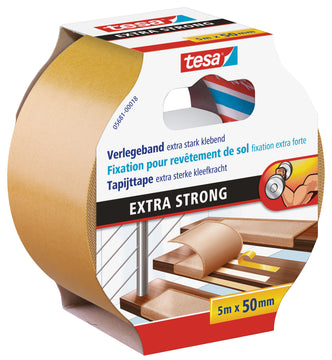 tesa Verlegeband extra stark 5 m x 50 mm, doppelseitig, weiß