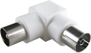 SCHWAIGER Winkeladapter 90° weiß, 1 Stück, Koax-Stecker auf Koax-Kupplung