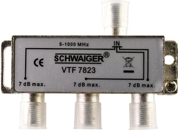 SCHWAIGER 3-fach Verteiler gold, für SAT-Verteilanlagen, 4x F-Buchsen