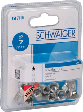 Schwaiger F-Aufdrehstecker 6,8–7 mm, silber, 10 Stück