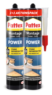 Pattex Montage Power Montagekleber weißlich, 2x370 g Aktionspack