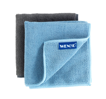 WENKO Miko Spültuch aus Mikrofaser in Grau/Blau, 30 x 30 cm, 2 Stück
