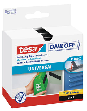 Tesa On&Off Klettband, selbstklebend, 20 mm breit, 2,5 m lang