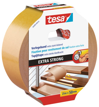 tesa Verlegeband extra stark 25 m x 50 mm, doppelseitig, weiß