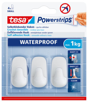 Tesa Powerstrips Waterproof S Haken aus Kunststoff, weiß