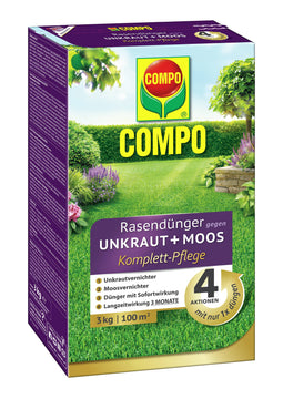COMPO Rasendünger UV+MV Pflege gegen Unkraut und Moos, 3 kg