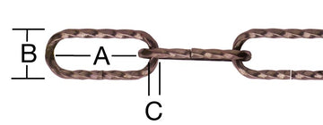 VORMANN Zierkette 4-kant verku. brüniert, gedreht, 3,8x3,8 mm