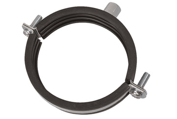 Schütte Rohrschelle schallgedämmt 74–80 mm mit M8 Gewindemuffe, silber