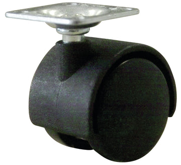 HSI Doppel-Möbelrolle KU schwarz, Außen-Ø, Platte 40x40 mm